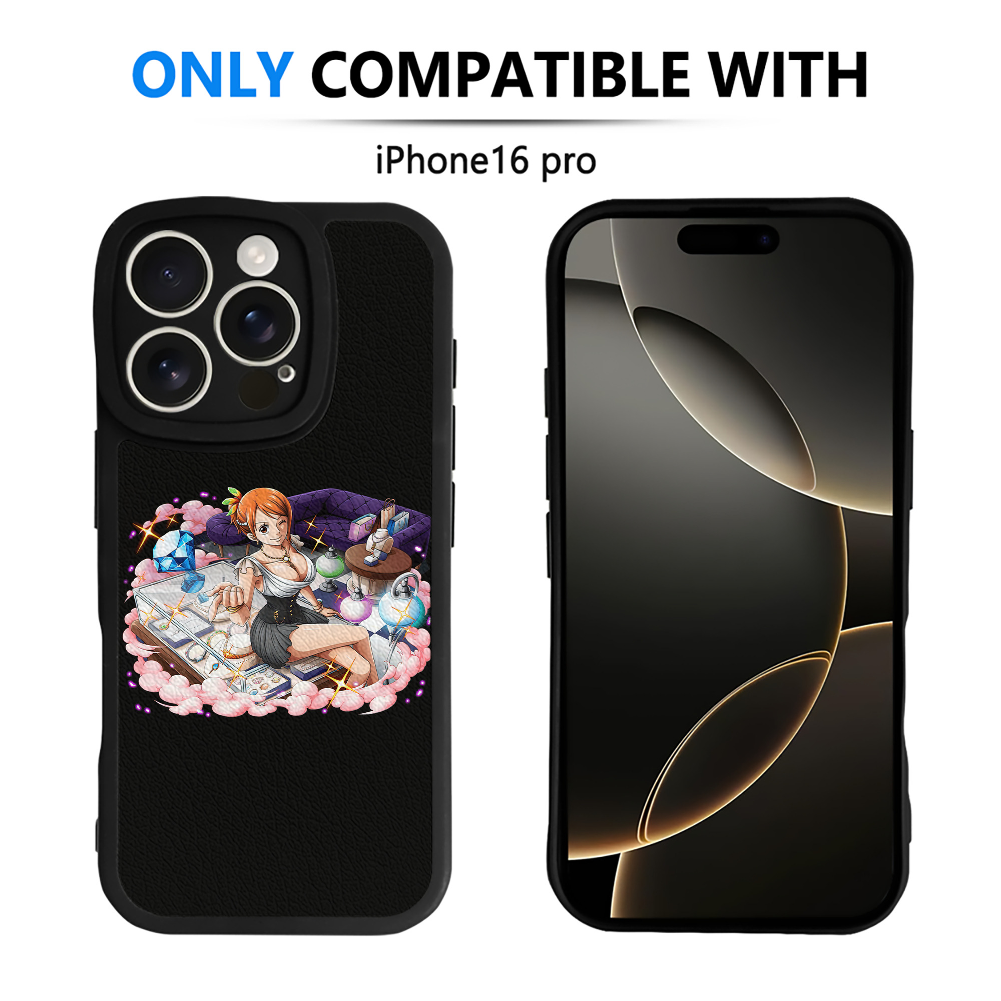 （画像用） ワンピース ナミ ONE PIECE Nami 【iPhone 16シリーズ対応】シリコンスマホケース（レザー調） 材質：シリコン